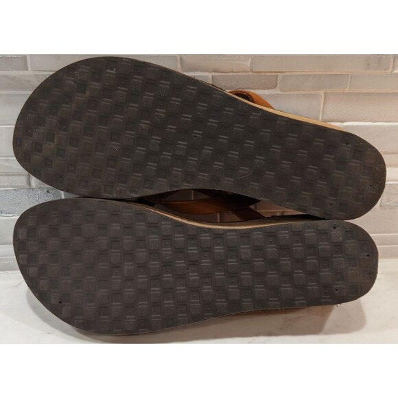 Women's NIKE Brown Leather Wedge Heel Flip-Flop Summer Beachy Sandals SZ 9 - Picture 8 of 8